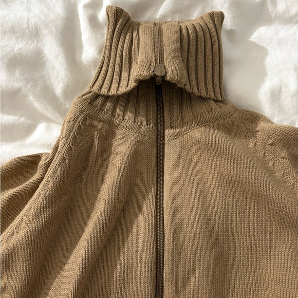 JohnPaulRichard Tan Zip Up Sweater with Ribbed Knit - Picture 4 of 6